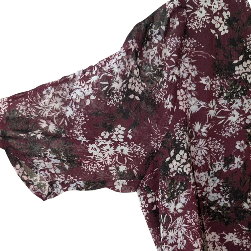 LAUNDRY BY SHELLI SEGAL WOMEN'S FLORAL SHIRRED SLEEVES AND SMOCKED WAIST SIZE M - Picture 7 of 11